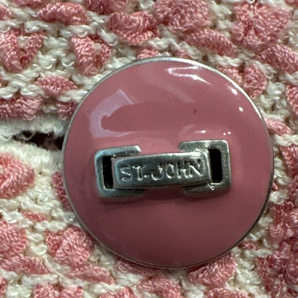 St John Collection Boucle Knit Suit Pink Size 10 Fringed - Picture 3 of 10